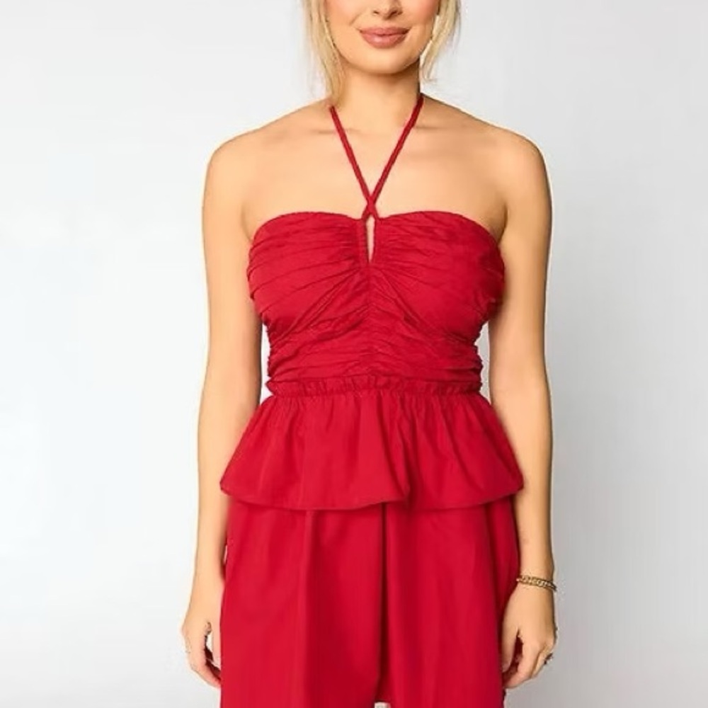NEW Buddy Love Remi Red Halter Game Day Romper